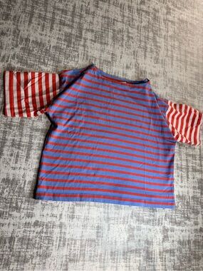 GAP Blue & Red Striped Short Sleeve Tee Womens size Small 20x21 Oversized shirt
